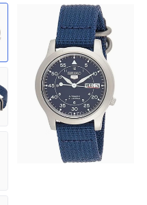 Seiko 5 Men's Automatic Watch with Blue Dial Analogue Display and Blue